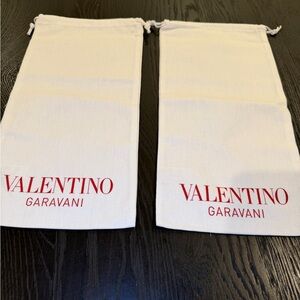 Valentino Garavani Cream Dust Bags with Red Logo set of 2 13.5" by 7”